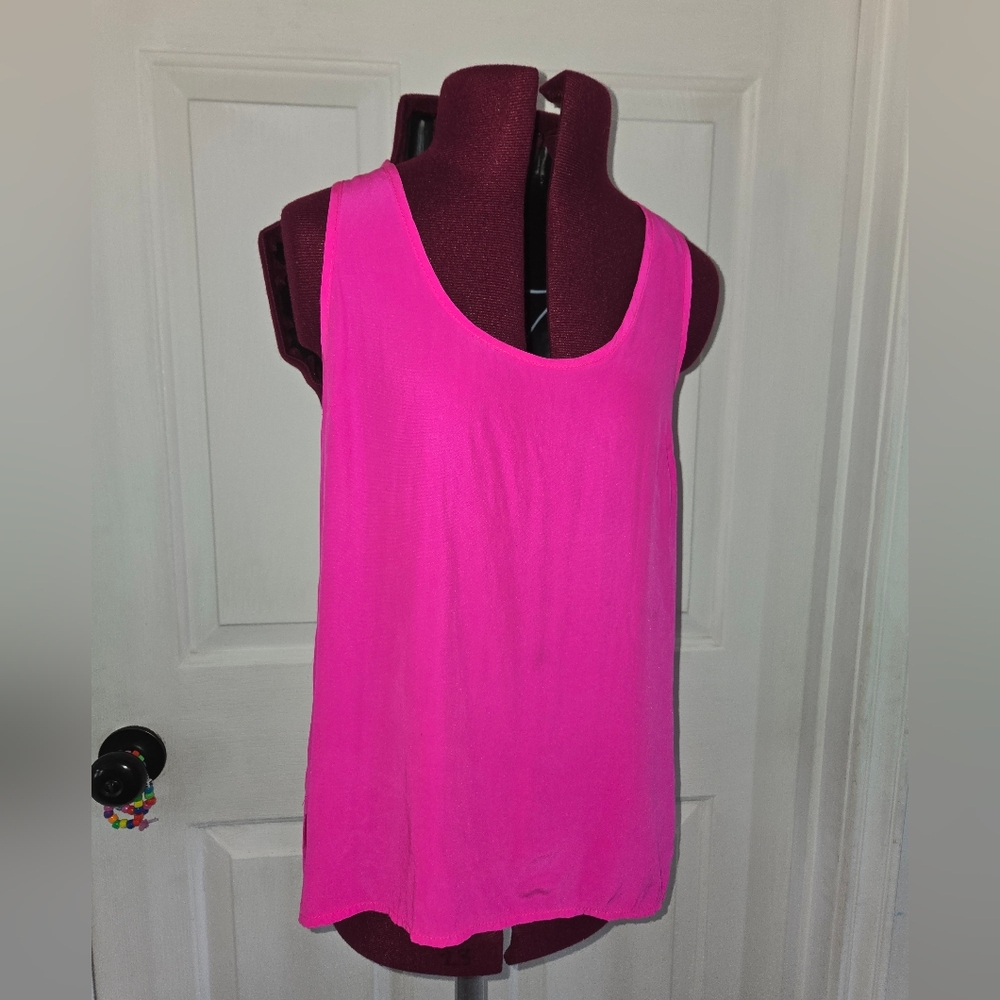 Amanda Uprichard Small Silk Pink Tank Top - Picture 1 of 9